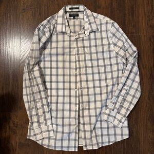 Banana Republic White and Black Plaid Shirt